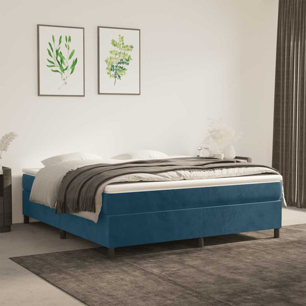 vidaXL Box Spring Bed with Mattress Dark Blue 160x200 cm Velvet