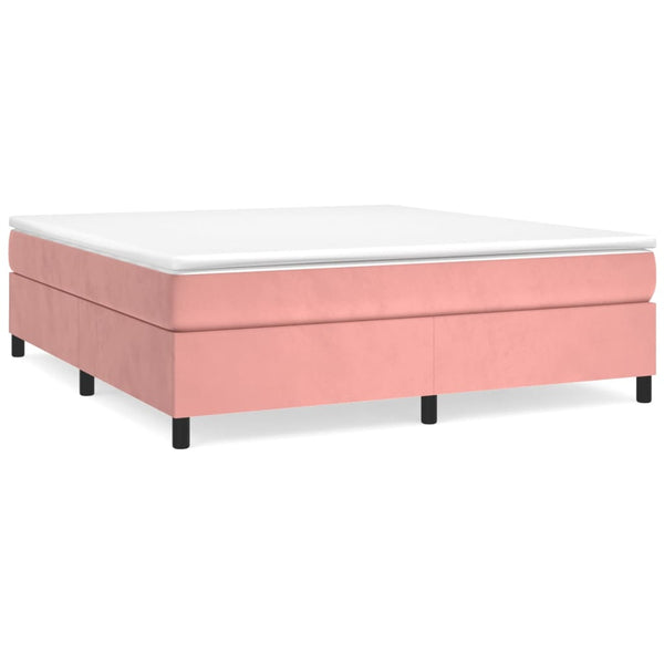 vidaXL Box Spring Bed with Mattress Pink 160x200 cm Velvet