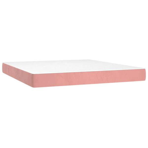 vidaXL Box Spring Bed with Mattress Pink 160x200 cm Velvet