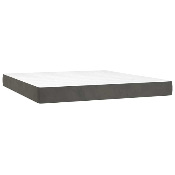 vidaXL Box Spring Bed with Mattress Dark Grey 180x200 cm Velvet