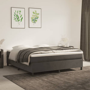 vidaXL Box Spring Bed with Mattress Dark Grey 180x200 cm Velvet