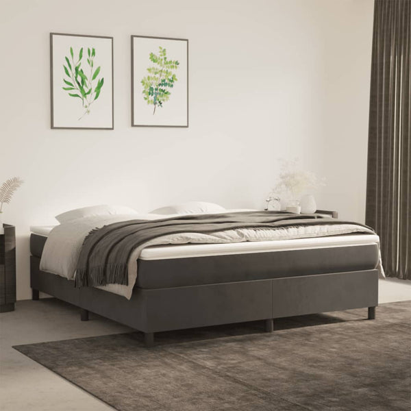 vidaXL Box Spring Bed with Mattress Dark Grey 180x200 cm Velvet