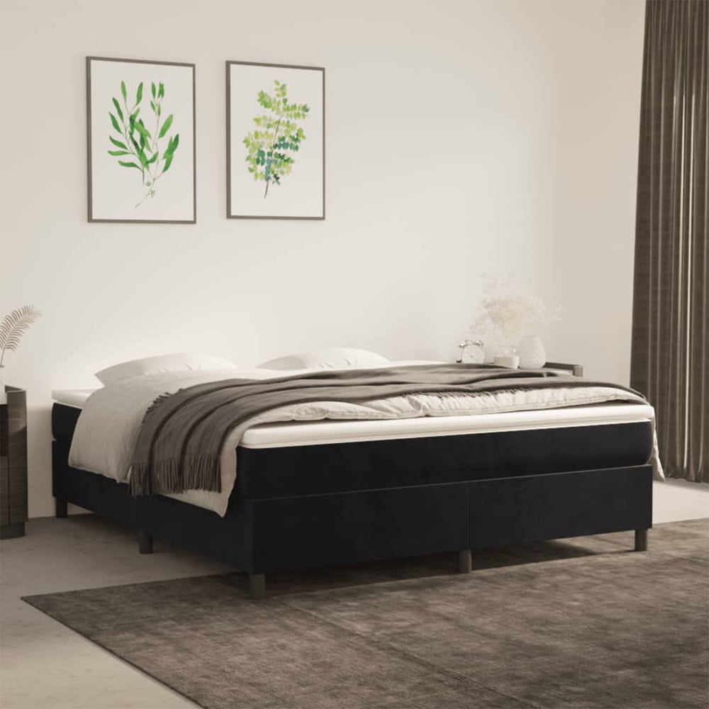 vidaXL Box Spring Bed with Mattress Black 180x200 cm Velvet