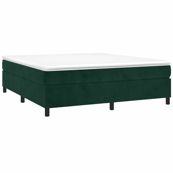 vidaXL Box Spring Bed with Mattress Dark Green 180x200 cm Velvet