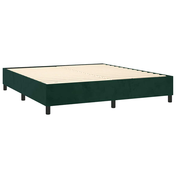 vidaXL Box Spring Bed with Mattress Dark Green 180x200 cm Velvet