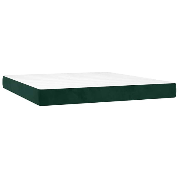 vidaXL Box Spring Bed with Mattress Dark Green 180x200 cm Velvet