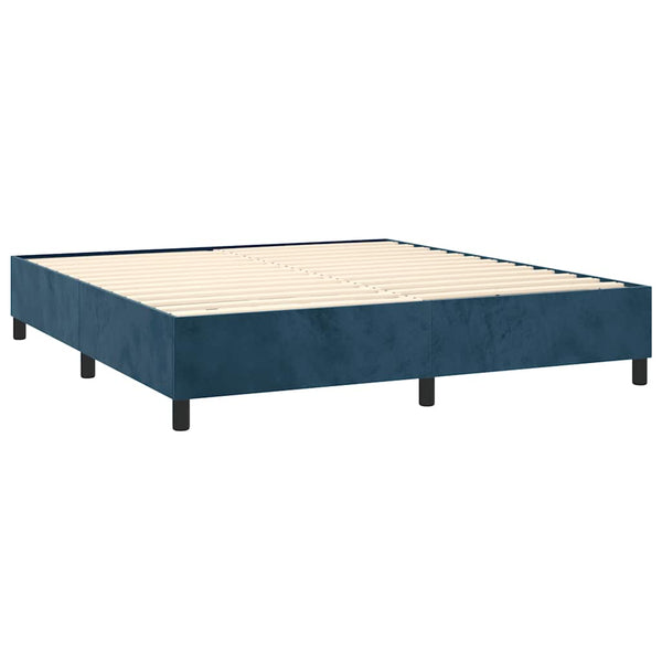 vidaXL Box Spring Bed with Mattress Dark Blue 180x200 cm Velvet