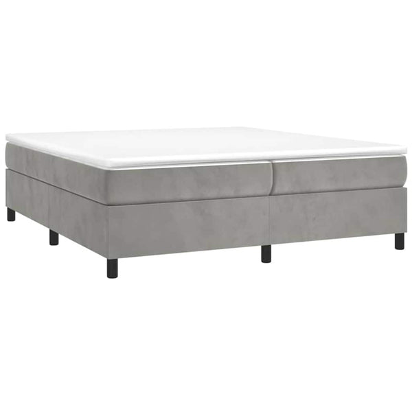 vidaXL Box Spring Bed with Mattress Light Gray 200x200 cm Velvet