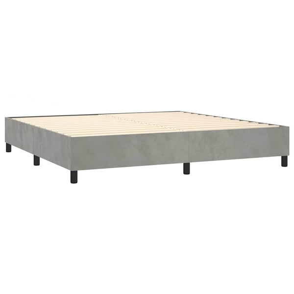 vidaXL Box Spring Bed with Mattress Light Gray 200x200 cm Velvet