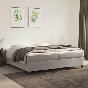 vidaXL Box Spring Bed with Mattress Light Gray 200x200 cm Velvet