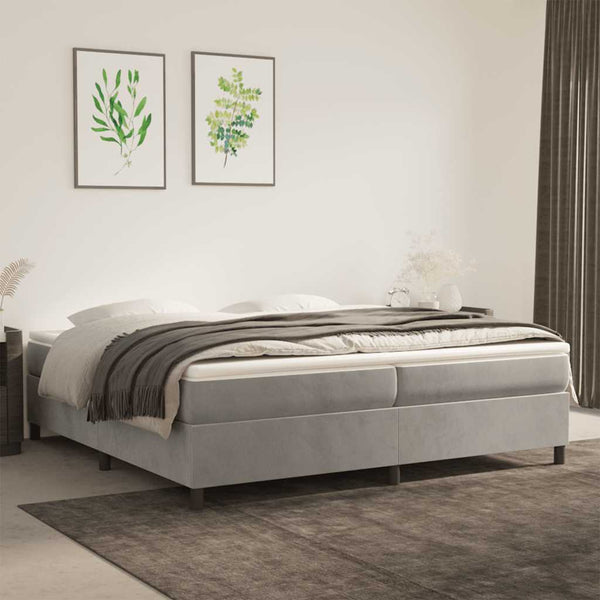 vidaXL Box Spring Bed with Mattress Light Gray 200x200 cm Velvet