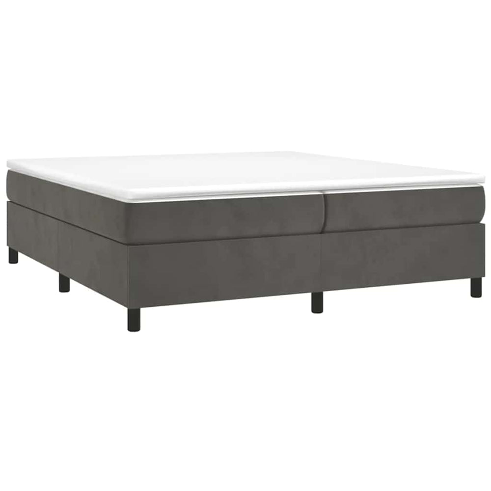 vidaXL Box Spring Bed with Mattress Dark Grey 200x200 cm Velvet