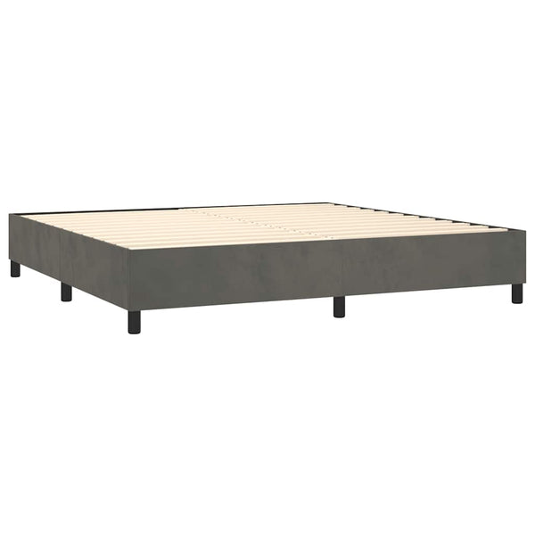 vidaXL Box Spring Bed with Mattress Dark Grey 200x200 cm Velvet