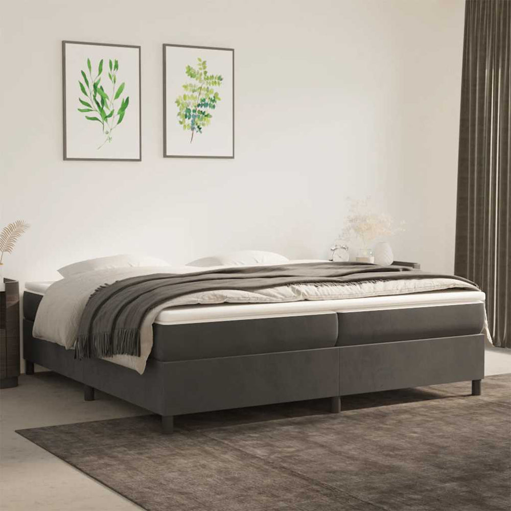 vidaXL Box Spring Bed with Mattress Dark Grey 200x200 cm Velvet