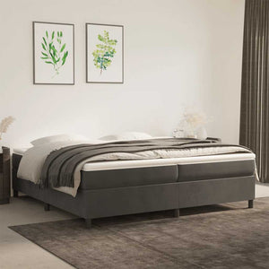 vidaXL Box Spring Bed with Mattress Dark Grey 200x200 cm Velvet