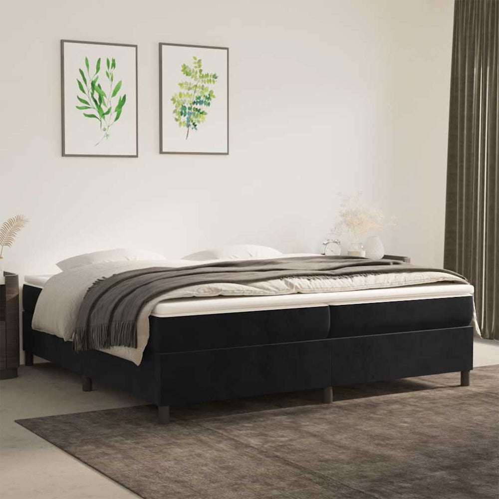 vidaXL Box Spring Bed with Mattress Black 200x200 cm Velvet