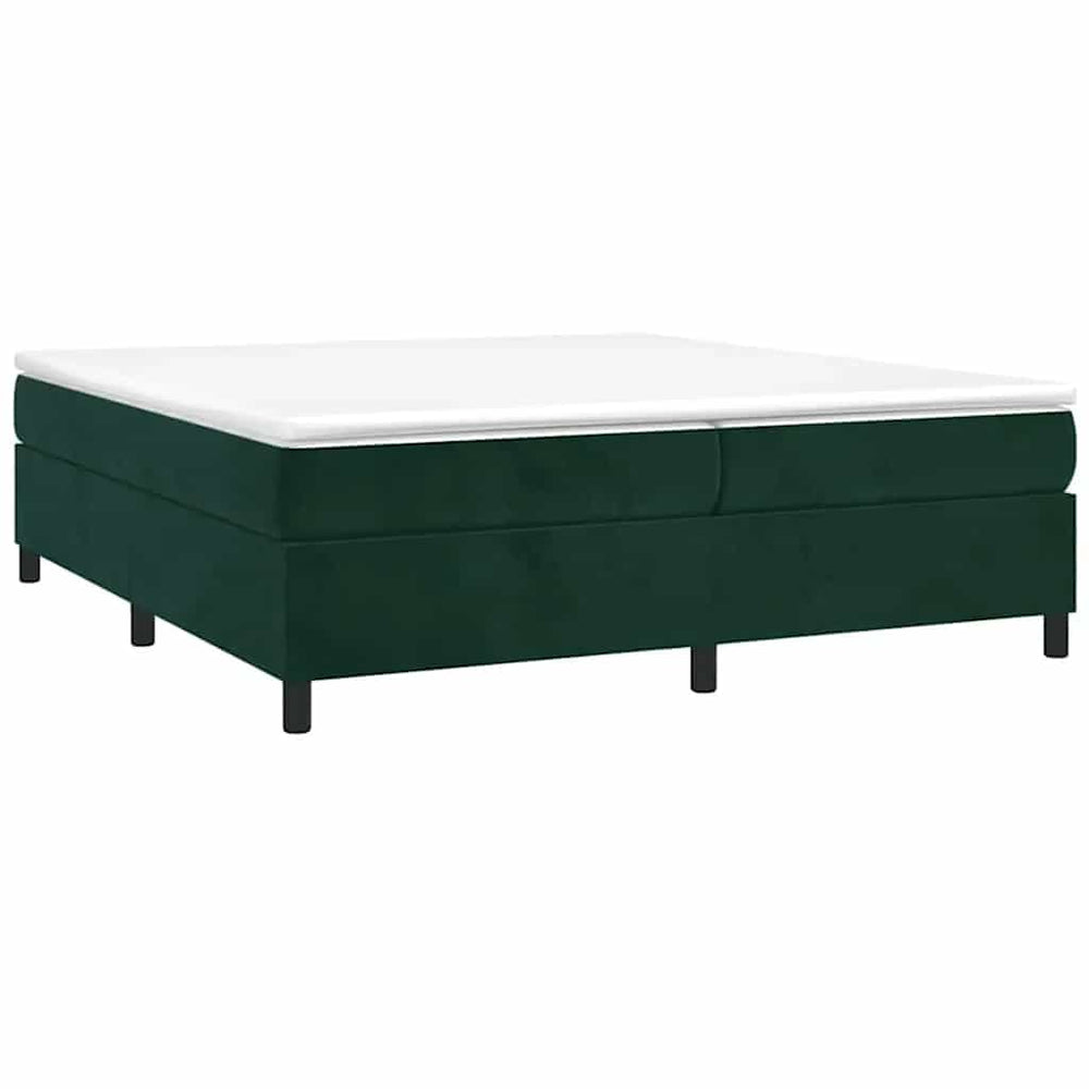 vidaXL Box Spring Bed with Mattress Dark Green 200x200 cm Velvet