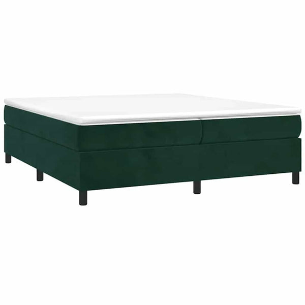 vidaXL Box Spring Bed with Mattress Dark Green 200x200 cm Velvet