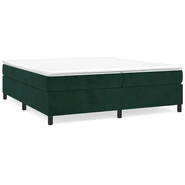 vidaXL Box Spring Bed with Mattress Dark Green 200x200 cm Velvet