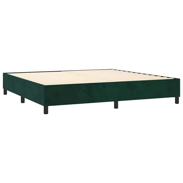 vidaXL Box Spring Bed with Mattress Dark Green 200x200 cm Velvet