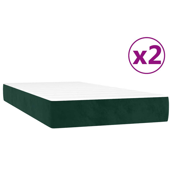 vidaXL Box Spring Bed with Mattress Dark Green 200x200 cm Velvet