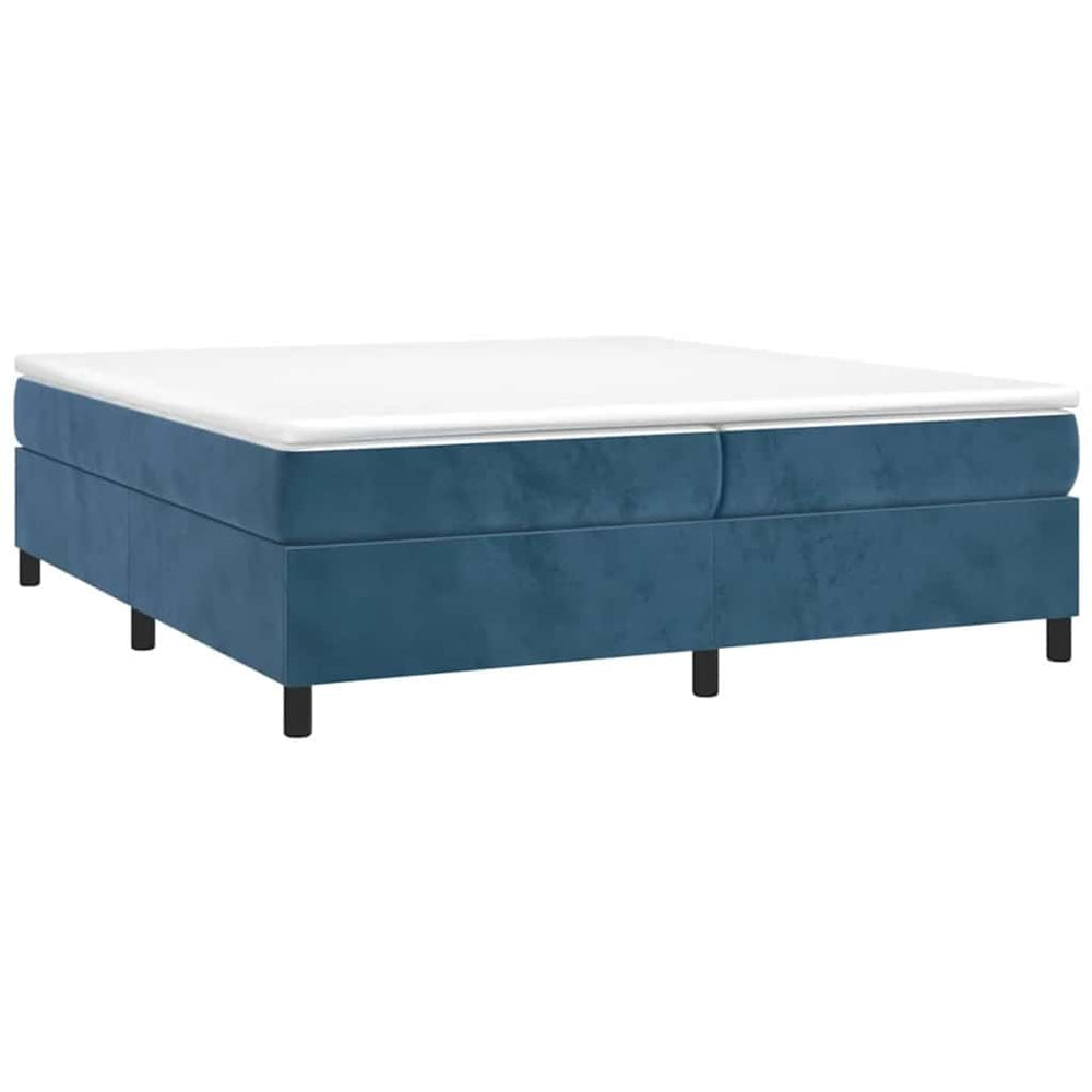 vidaXL Box Spring Bed with Mattress Dark Blue 200x200 cm Velvet