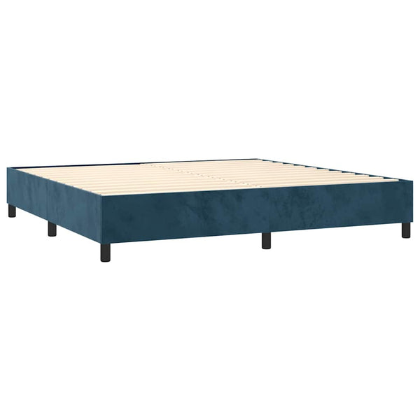 vidaXL Box Spring Bed with Mattress Dark Blue 200x200 cm Velvet