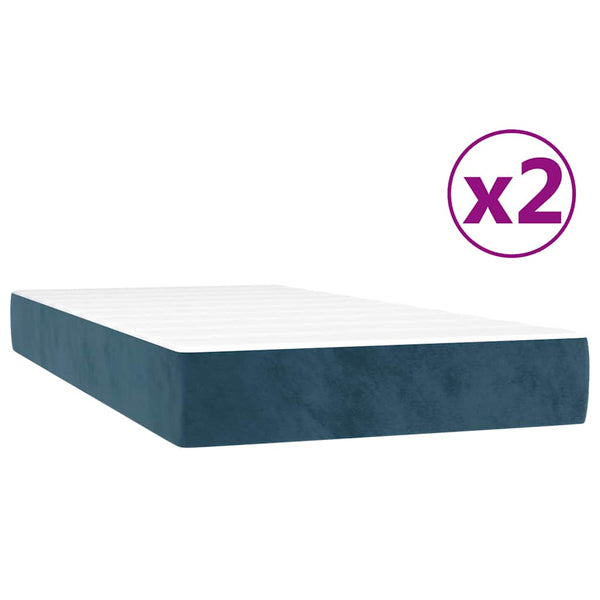 vidaXL Box Spring Bed with Mattress Dark Blue 200x200 cm Velvet