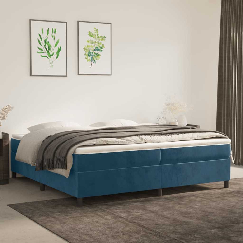 vidaXL Box Spring Bed with Mattress Dark Blue 200x200 cm Velvet