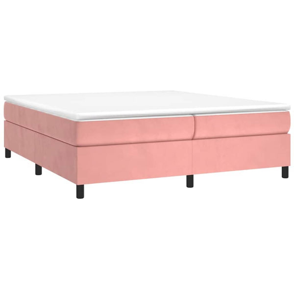 vidaXL Box Spring Bed with Mattress Pink 200x200 cm Velvet