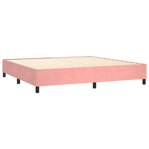 vidaXL Box Spring Bed with Mattress Pink 200x200 cm Velvet