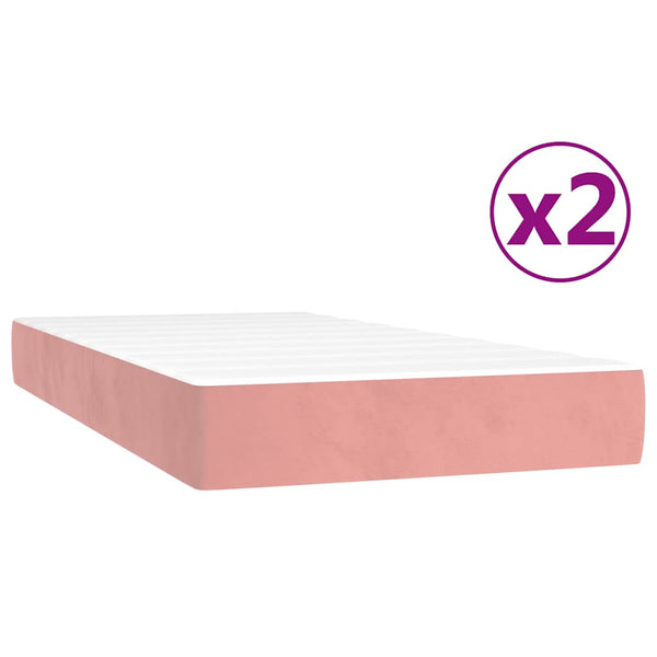 vidaXL Box Spring Bed with Mattress Pink 200x200 cm Velvet