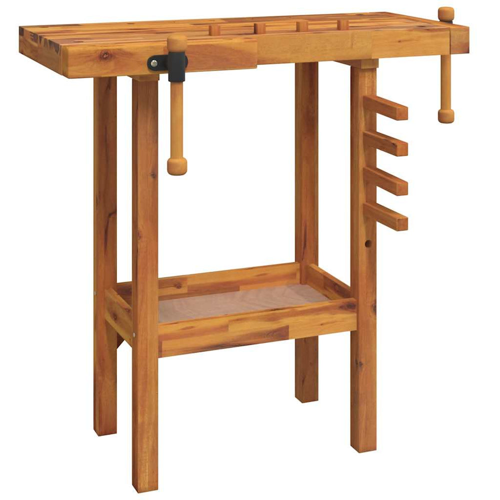 vidaXL Workbench with Vices 92x48x83 cm Solid Acacia Wood