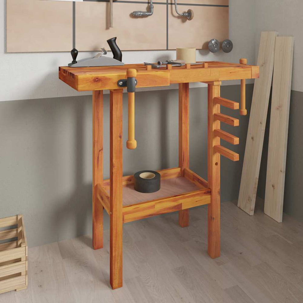 vidaXL Workbench with Vices 92x48x83 cm Solid Acacia Wood