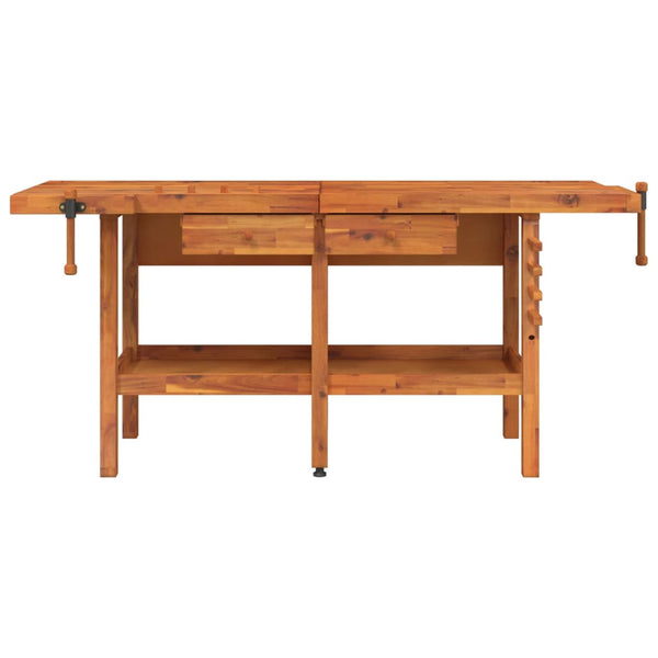 vidaXL Workbench with Drawers Vises 192x62x83 cm Acacia Wood