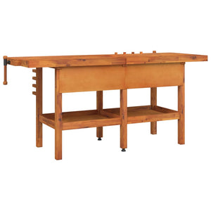 vidaXL Workbench with Drawers Vises 192x62x83 cm Acacia Wood