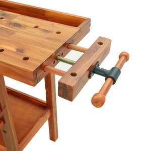 vidaXL Workbench with Drawers Vises 192x62x83 cm Acacia Wood