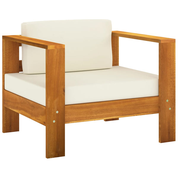 vidaXL 3-Piece Garden Lounge Set with Cream White Cushions Solid Wood