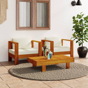 vidaXL 3-Piece Garden Lounge Set with Cream White Cushions Solid Wood