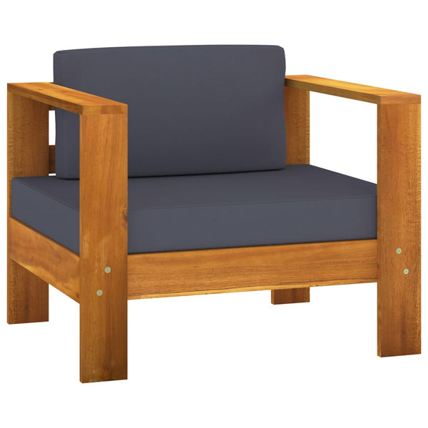 vidaXL 3-piece Garden Lounge Set with Dark Grey Cushions Solid Wood