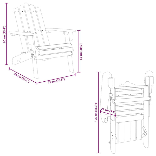 vidaXL Adirondack Garden Chairs 2 pcs. Solid Acacia Wood