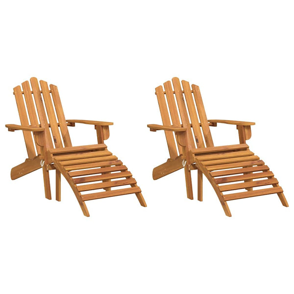 vidaXL Adirondack Garden Chairs with Ottomans 2 pcs Solid Acacia Wood