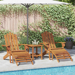 vidaXL Adirondack Garden Chairs with Ottomans 2 pcs Solid Acacia Wood