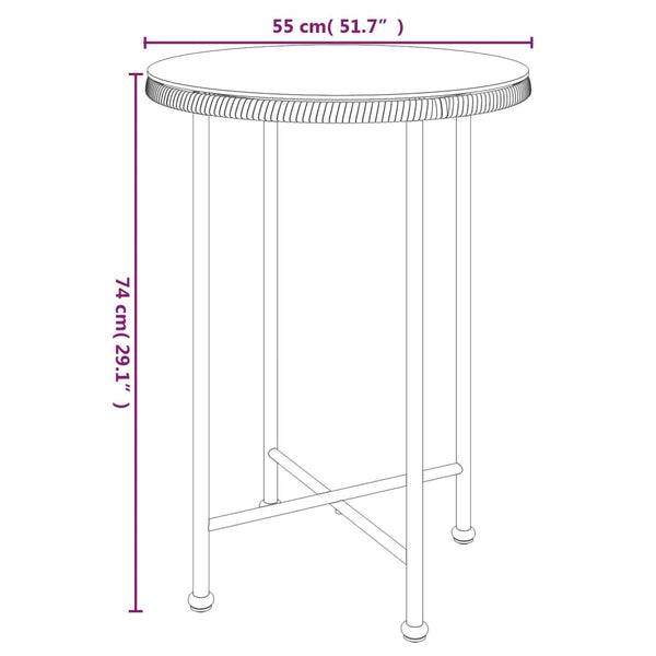 vidaXL Dining Table Ø55 cm Tempered Glass and Steel