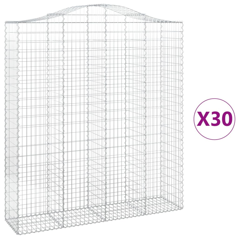 vidaXL Gabions with Arch 30 pcs. 200x50x220/240cm Galvanized Iron