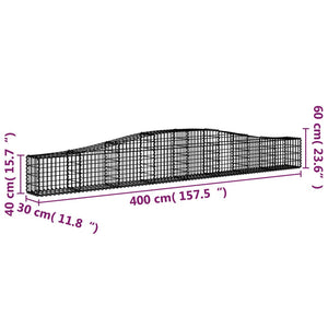 vidaXL Gabion Baskets with High Arch 25 pcs. 400x30x40/60 cm Galvanized Iron