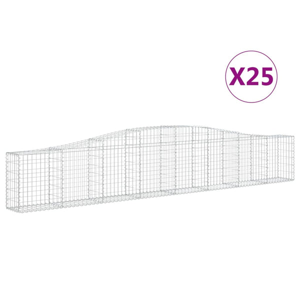 vidaXL Gabions with Arch Top 25 pcs. 400x30x60/80 cm Galvanized Iron