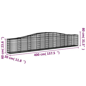 vidaXL Gabions with Arch Top 25 pcs. 400x30x60/80 cm Galvanized Iron