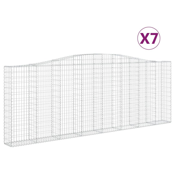 vidaXL Gabions with Arch 7 pcs. 400x30x140/160cm Galvanised Iron