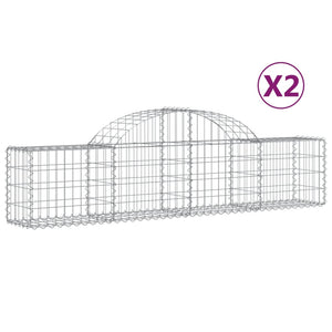 vidaXL Gabion Baskets with Arched Top 2 pcs. 200x30x40/60 cm Galvanized Iron